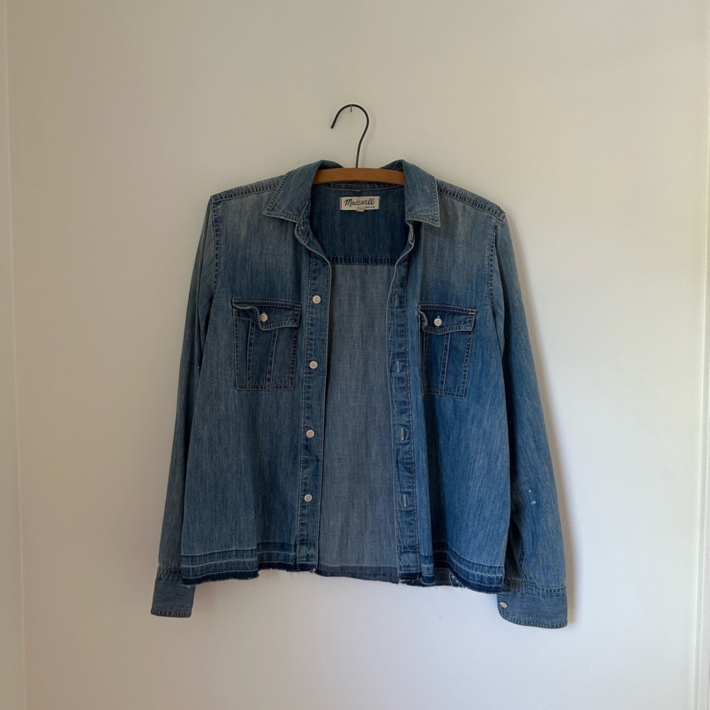Madewell Drop Hem Denim Button Up Shirt